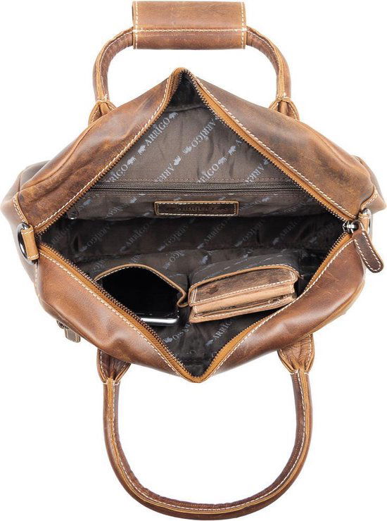Dames tas echt leer cognac medium formaat westernbag - Arrigo Leather Goods