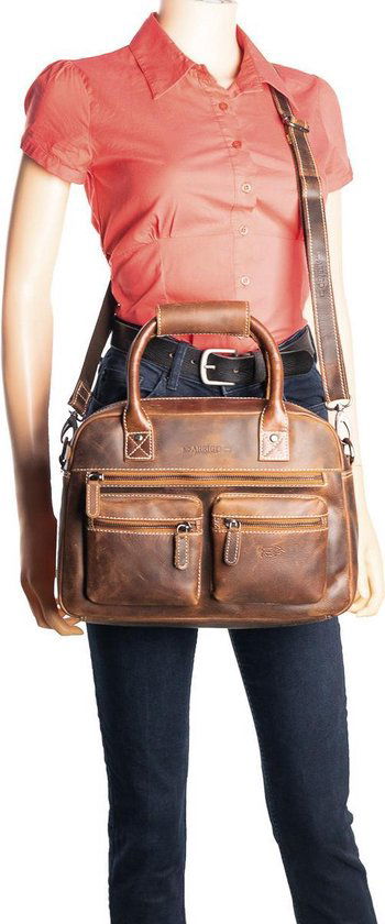 Dames tas echt leer cognac medium formaat westernbag - Arrigo Leather Goods