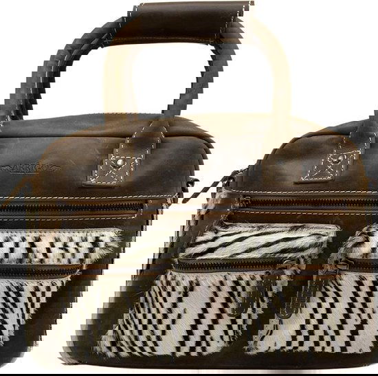 Dames tas lichtbruin leer met een zebra print dames schoudertas - Arrigo Leather Goods