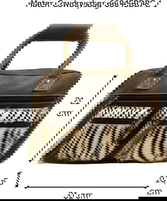 Dames tas lichtbruin leer met een zebra print dames schoudertas - Arrigo Leather Goods