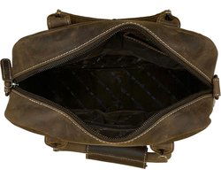 Dames tas lichtbruin leer met luipaard print leren handtas van - Arrigo Leather Goods