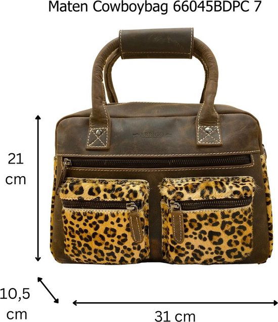 Dames tas lichtbruin leer met luipaard print leren handtas van - Arrigo Leather Goods