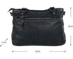 Dames tas schoudertas gewassen leer zwart arrigo - Arrigo Leather Goods