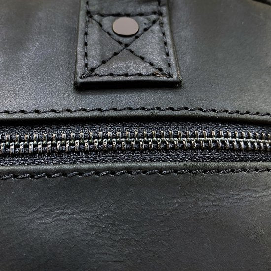 Dames tas zwart leer met een zebra print dames schoudertas - Arrigo Leather Goods