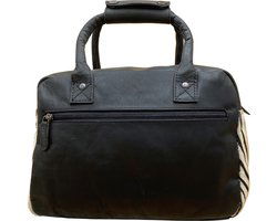 Dames tas zwart leer met een zebra print dames schoudertas - Arrigo Leather Goods