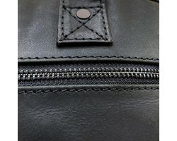 Dames tas zwart leer met luipaard print leren handtas van - Arrigo Leather Goods