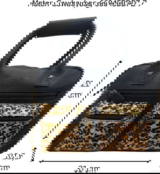 Dames tas zwart leer met luipaard print leren handtas van - Arrigo Leather Goods