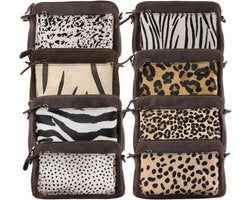 Dames tasje donkerbruin leer met dieren print kleine dames tasje - Arrigo Leather Goods