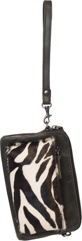Dames tasje zwart leer met dieren print kleine dames tasje - Arrigo Leather Goods