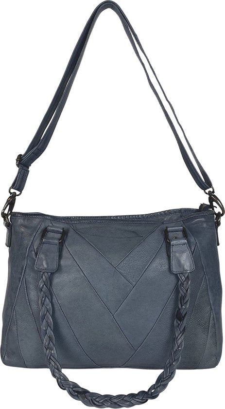 Dames tassen schoudertas dames handtas gewassen leer blauw arrigo - Arrigo Leather Goods