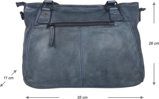 Dames tassen schoudertas dames handtas gewassen leer blauw arrigo - Arrigo Leather Goods