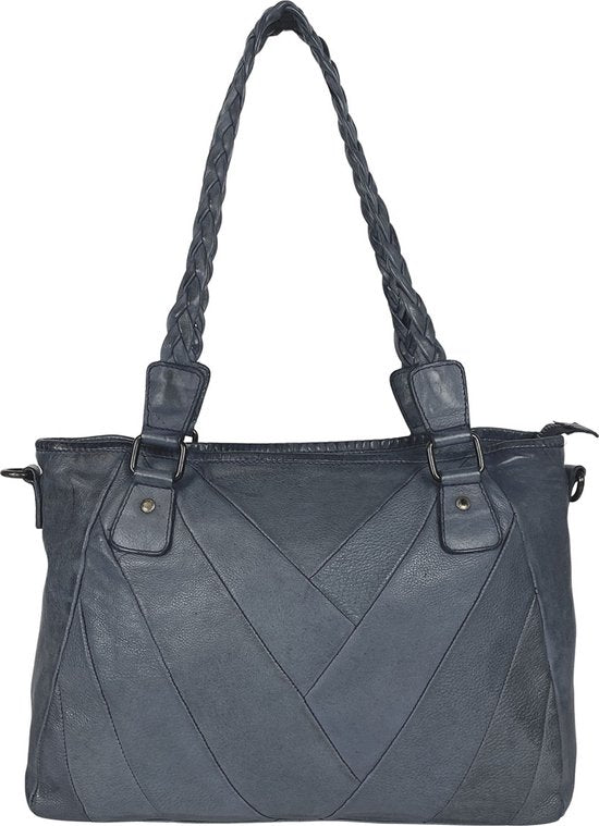 Dames tassen schoudertas dames handtas gewassen leer blauw arrigo - Arrigo Leather Goods