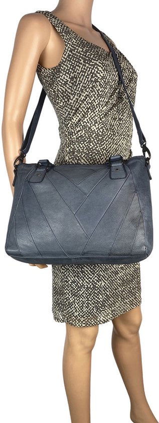 Dames tassen schoudertas dames handtas gewassen leer blauw arrigo - Arrigo Leather Goods