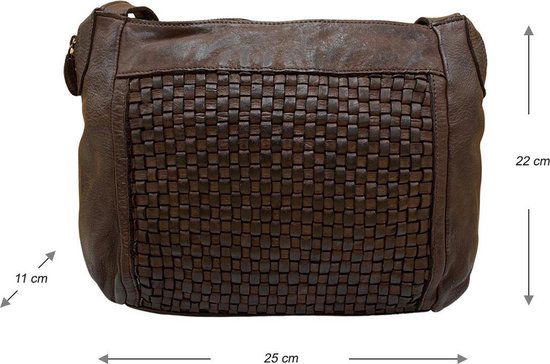 Dames tassen schoudertas donkerbruin gevlochten leer arrigo - Arrigo Leather Goods