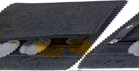 Damesportemonnee met bloemenprint donkerblauw met anti-skim functie - Arrigo.nl