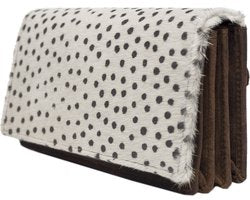 Damesportemonnee van donkerbruin echt leer met dierenprint - Arrigo.nl