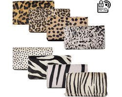 Damesportemonnee van donkerbruin echt leer met dierenprint - Arrigo.nl