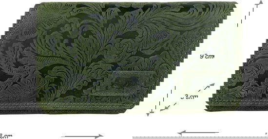 Damesportemonnee van groen leer met bloemenprint en RFID-bescherming - Arrigo.nl