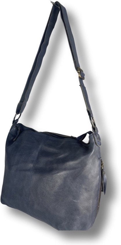 Damestas schoudertas crossbody blauw echt leer arrigo - Arrigo.nl