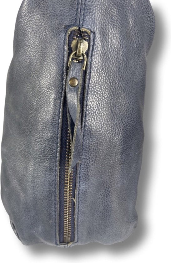 Damestas schoudertas crossbody blauw echt leer arrigo - Arrigo.nl