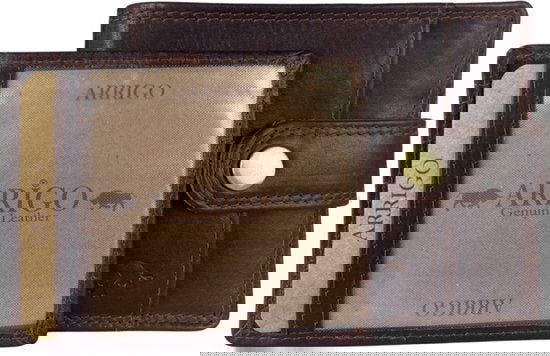 Deze compacte bruine heren portemonnee is dubbel gestikt langs de buitenranden - Arrigo.nl