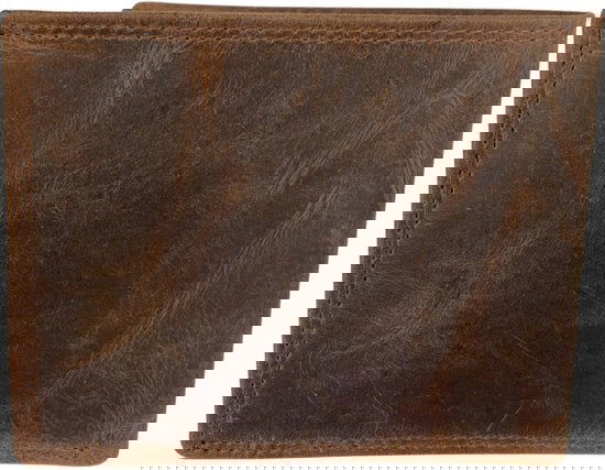 Deze compacte cognac heren portemonnee is dubbel gestikt langs de buitenranden. - Arrigo.nl