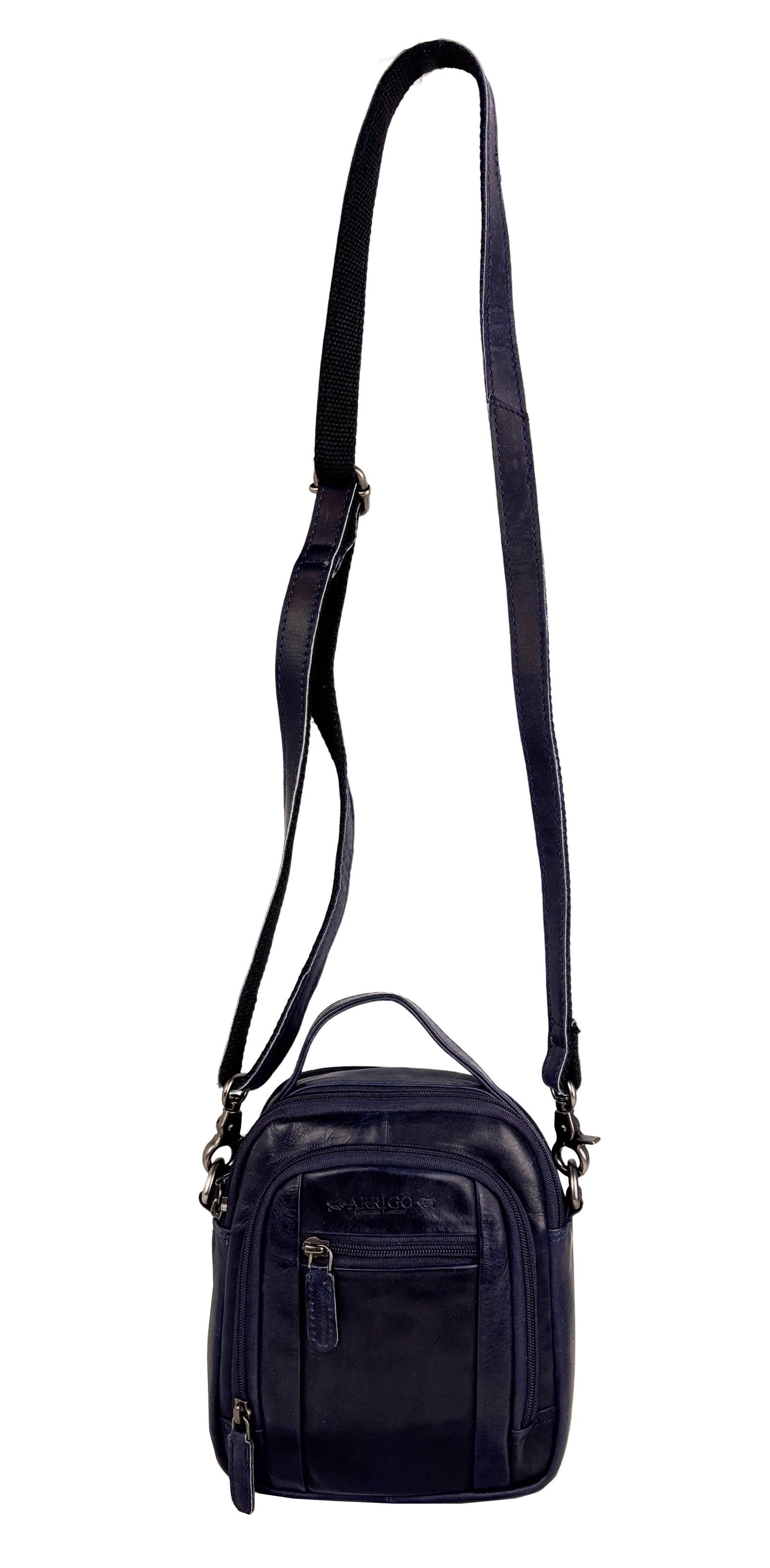 Donkerblauw Leren Schoudertasje - Arrigo.nl