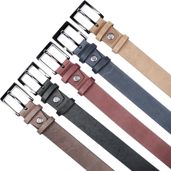 Donkerblauwe Leren Riem 3 cm Breed Dames - Timberland Look - Arrigo.nl