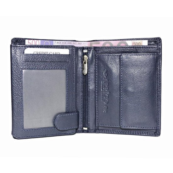 Donkerblauwe euro portemonnee leer compact leren portemonnee donkerblauw - Arrigo Leather Goods