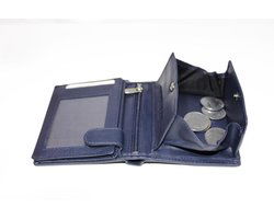 Donkerblauwe euro portemonnee leer compact leren portemonnee donkerblauw - Arrigo Leather Goods