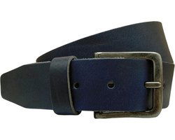 Donkerblauwe leren heren of dames riem 45 mm breed met - Arrigo.nl