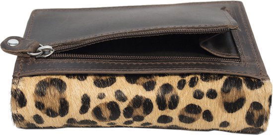 Donkerbruin Leren Dames Portemonnee - Klein met Vacht en Anti-Skim Bescherming - Arrigo.nl