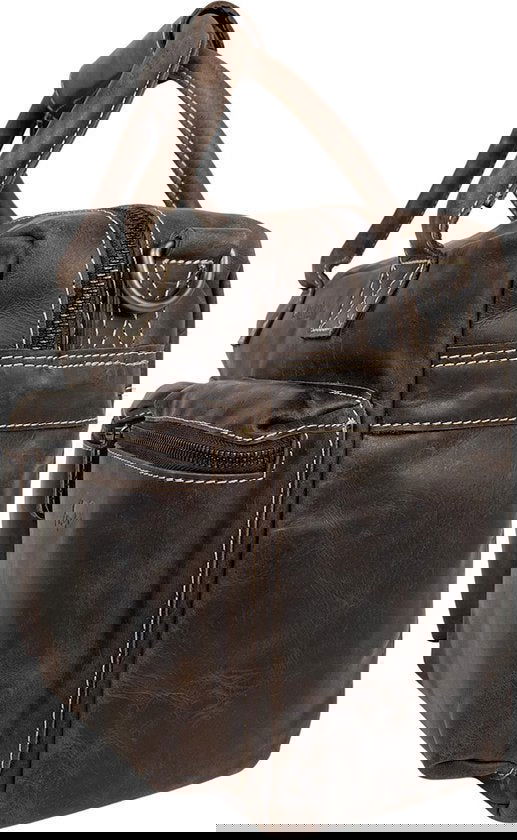 Donkerbruin Leren Schoudertas - Cowboybag Buffelleer 13 Inch Laptoptas / Handtas - Arrigo.nl