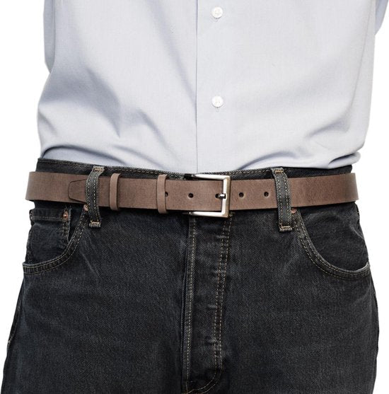 Donkerbruine Leren Riem 3 cm Breed Dames - Timberland Look - Arrigo.nl