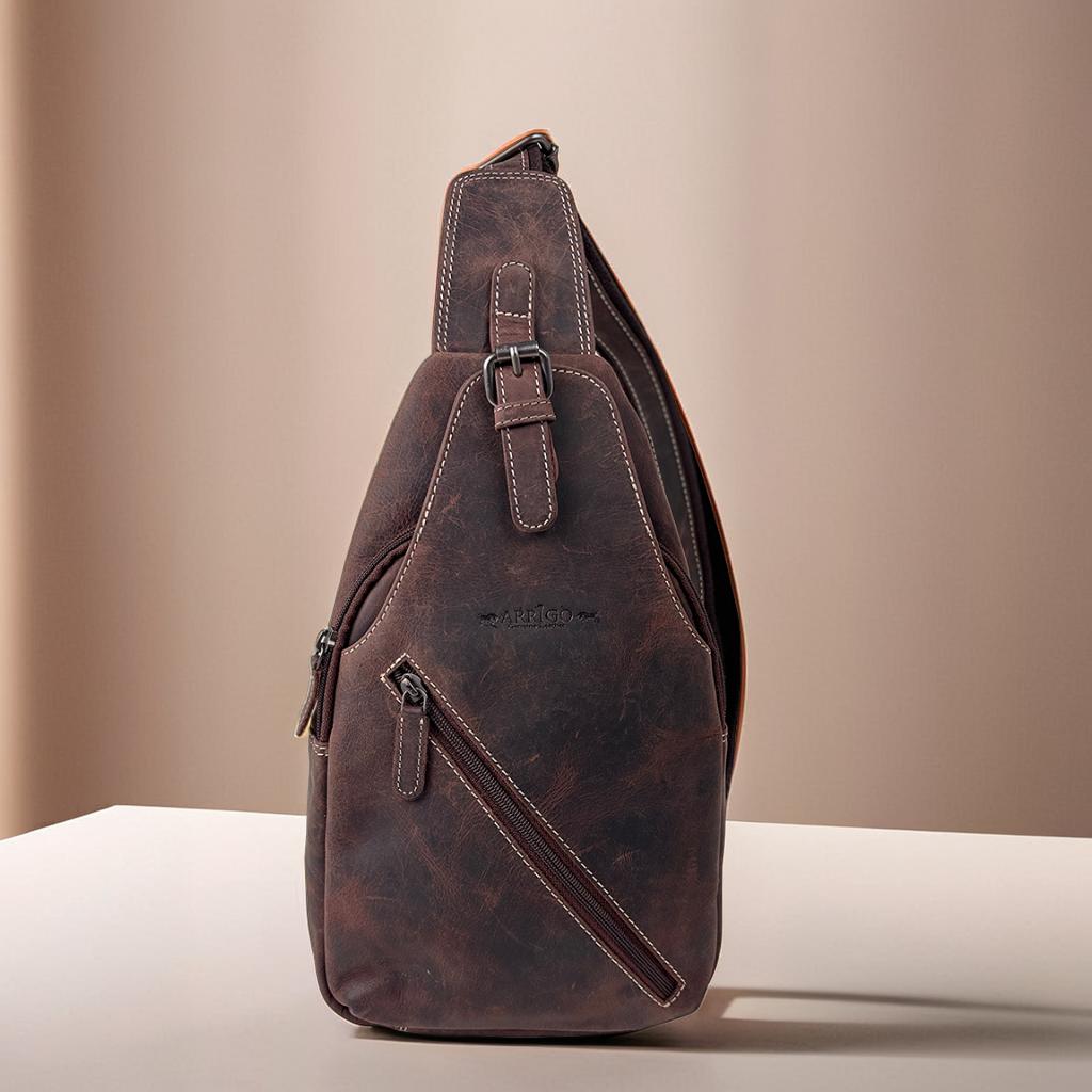 Donkerbruine Leren Slingbag - Arrigo.nl
