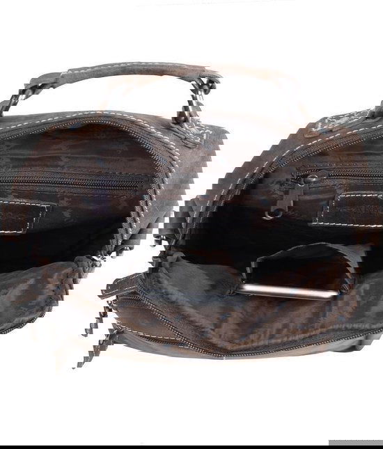 Donkerbruine buffellederen schoudertas - Arrigo.nl