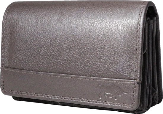 Donkerbruine dames portemonnee leer met klepje voor kleingeld portemonnee dames - Arrigo.nl