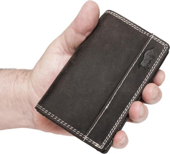 Donkerbruine dames portemonnee leer met ruime vakje voor kleingeld portemonnee - Arrigo Leather Goods