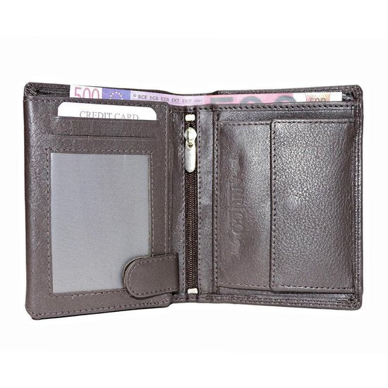 Donkerbruine euro portemonnee leer compact leren portemonnee donkerbruin - Arrigo.nl