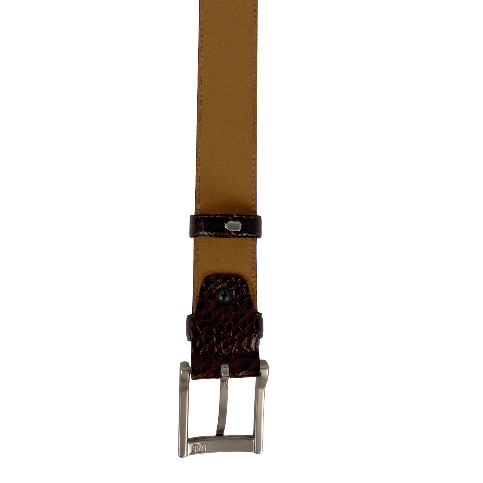 Donkerbruine krokoprint Riem - 3.5 cm - Arrigo.nl