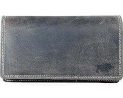 Donkerbruine leren damesportemonnee met RFID-bescherming in vintage stijl - Arrigo.nl