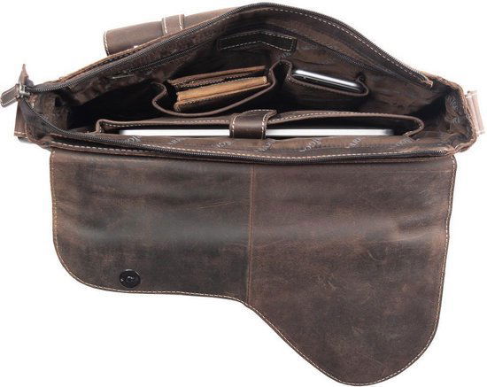 Donkerbruine schoudertas dames donkerbruine schoudertas heren messenger bag leer postman - Arrigo.nl