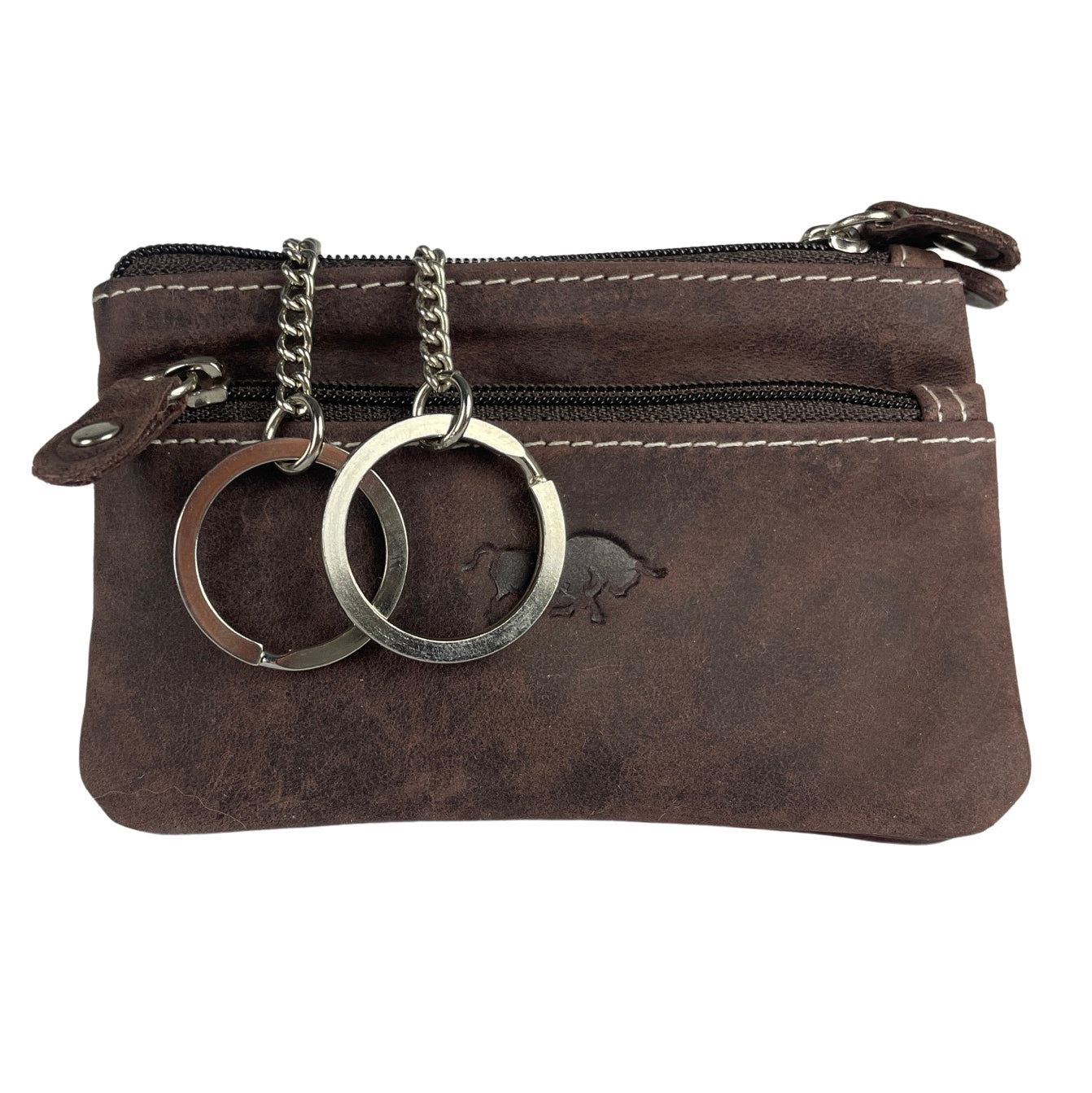 Donkerbruine vintage leren sleuteletui - Arrigo.nl