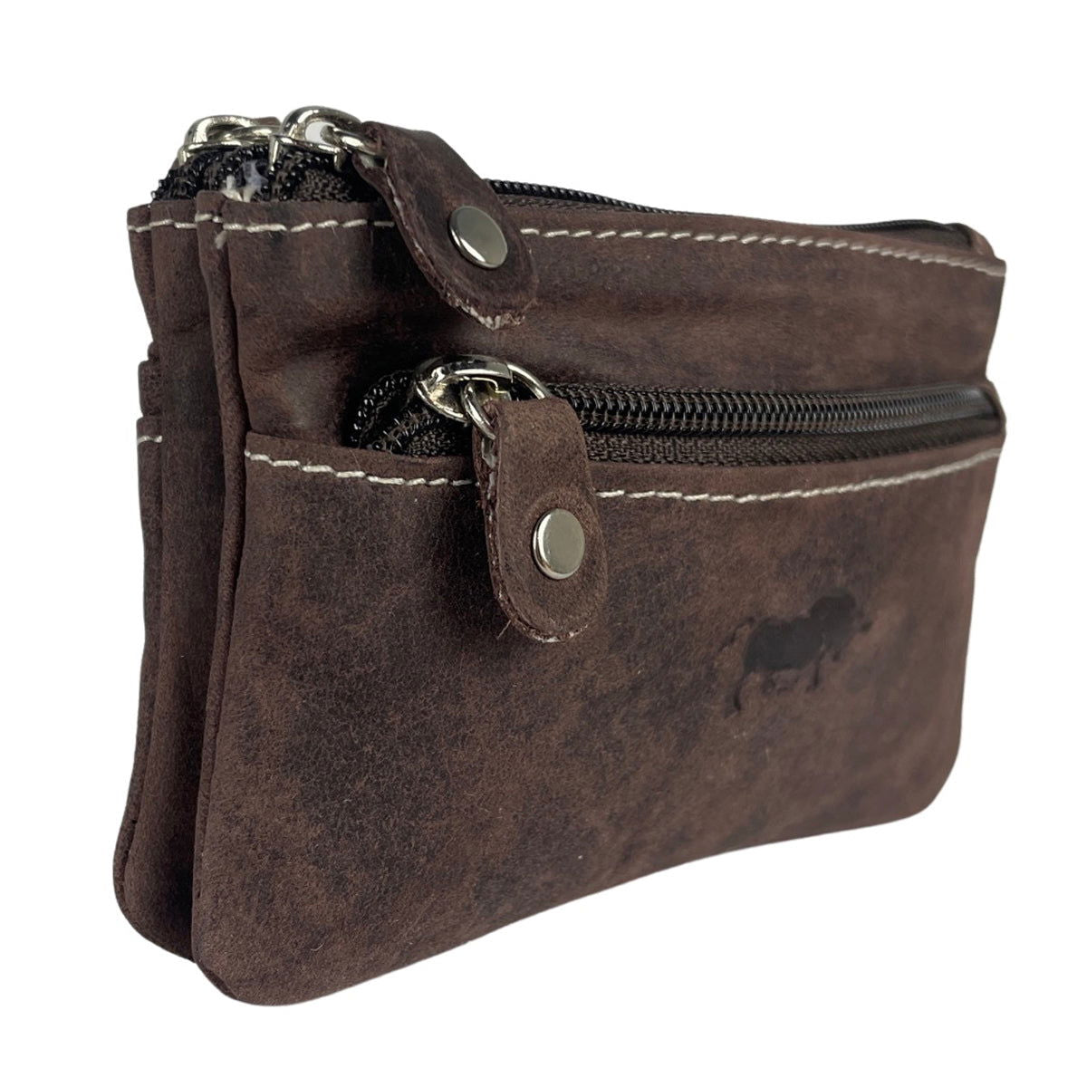 Donkerbruine vintage leren sleuteletui - Arrigo.nl