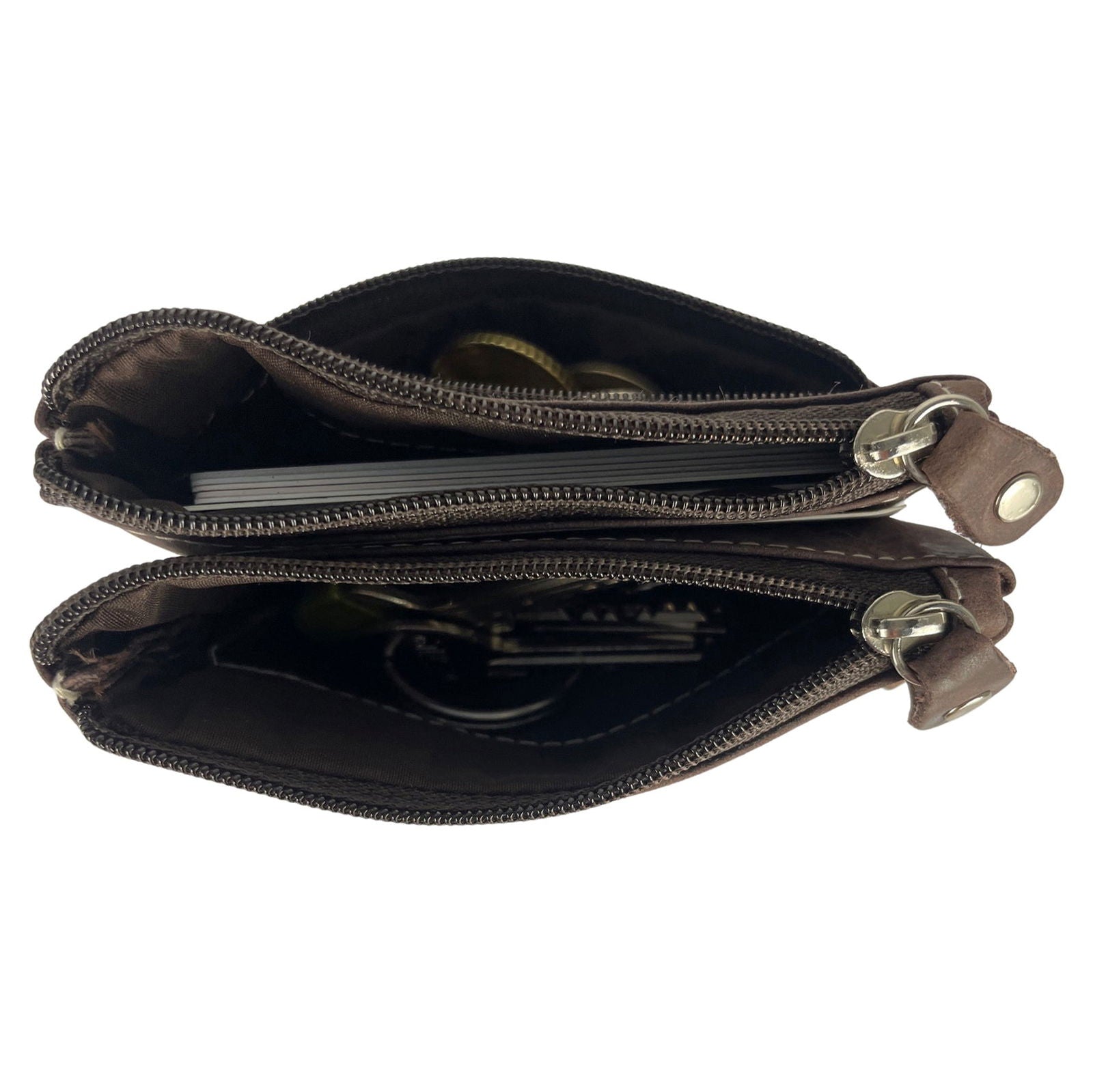 Donkerbruine vintage leren sleuteletui - Arrigo.nl