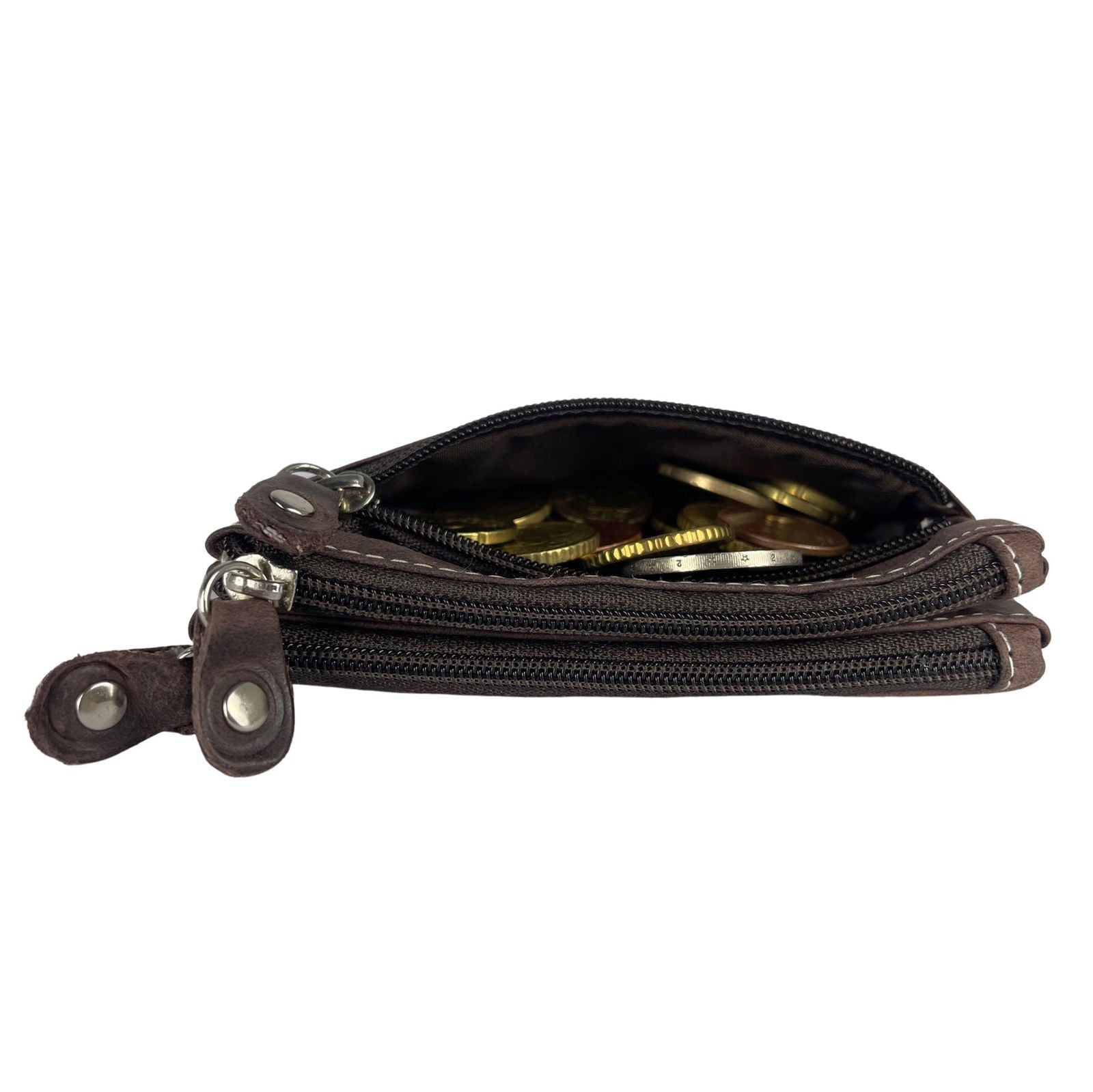 Donkerbruine vintage leren sleuteletui - Arrigo.nl