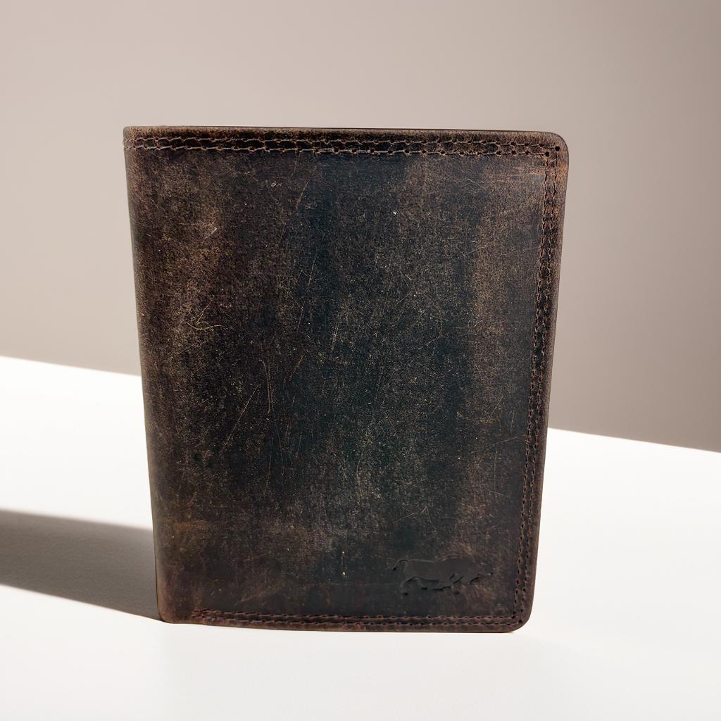 Donkerbruine herenportemonnee van buffelleer