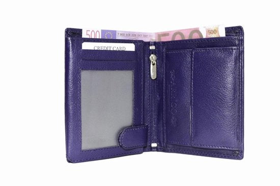 Donkerpaarse euro portemonnee leer compact leren portemonnee donkerpaars - Arrigo Leather Goods