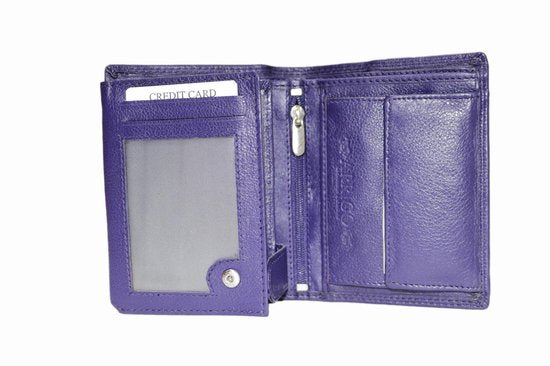 Donkerpaarse euro portemonnee leer compact leren portemonnee donkerpaars - Arrigo Leather Goods