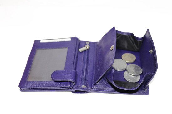 Donkerpaarse euro portemonnee leer compact leren portemonnee donkerpaars - Arrigo Leather Goods